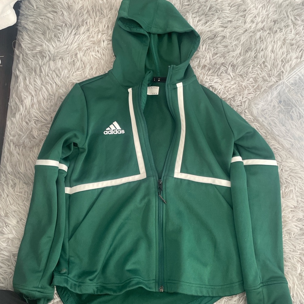 Green Adidas Hoodie with White Accents